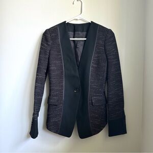BCBGMAXAZRIA Jeffrey Black Tweed & Knit Blazer